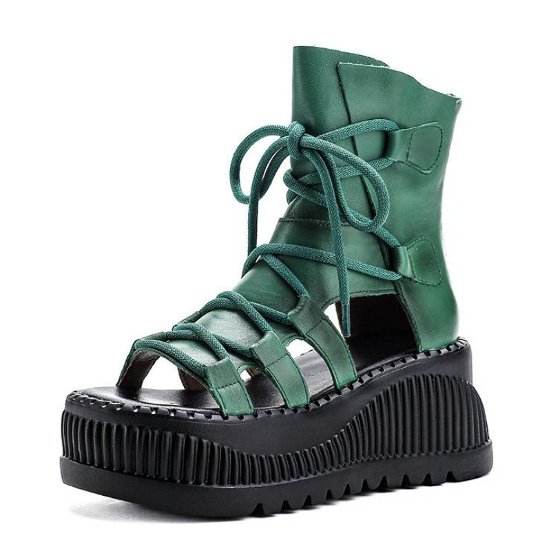 Ethnic Fashion In - 8cm étnico vaca couro genuíno tornozelo