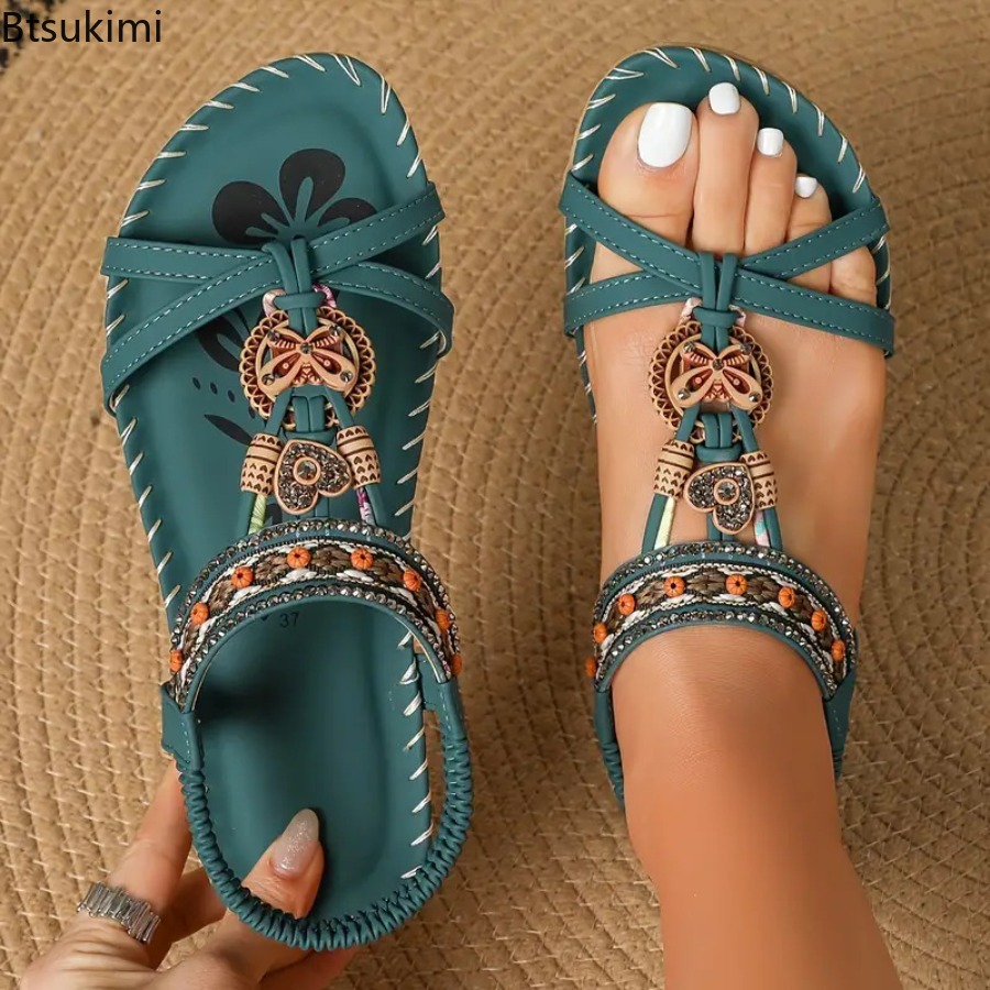 Ethnic Fashion In - Sandálias Boêmias Femininas para Praia e