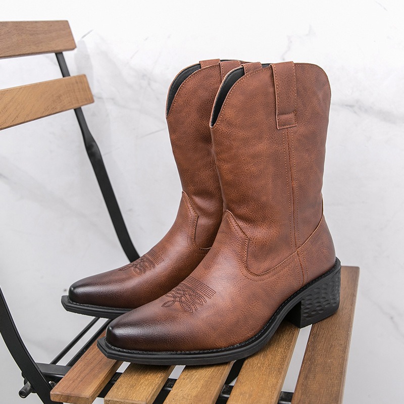 Ethnic Fashion In - Botas Masculinas Clássicas com Bordado Estilo