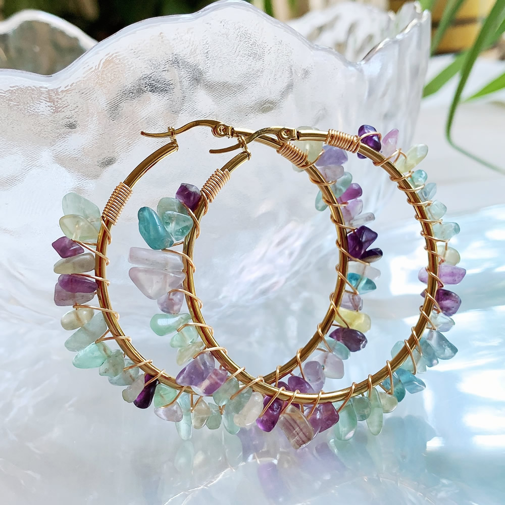 Brinco de argola de cristal na - Aura Ethnic Fashion avaliação e preço