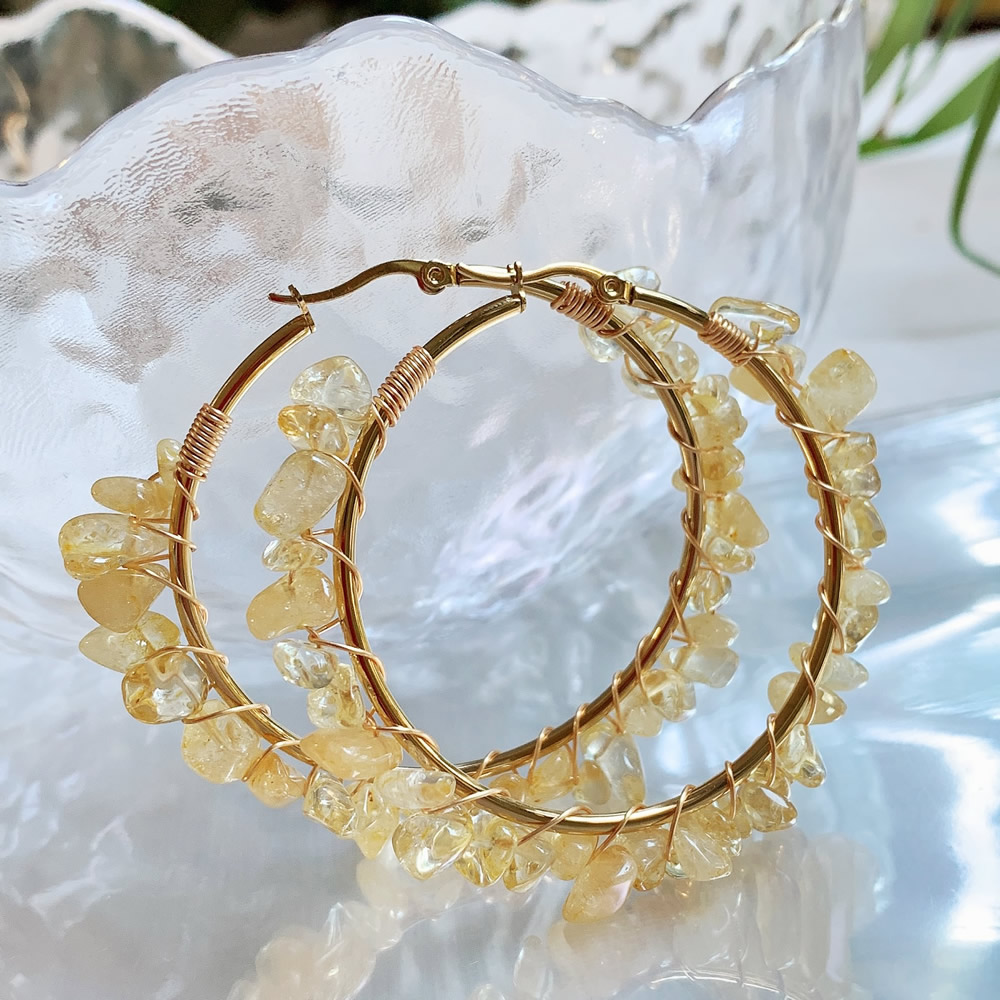 Brinco de argola de cristal na - Aura Ethnic Fashion avaliação e preço